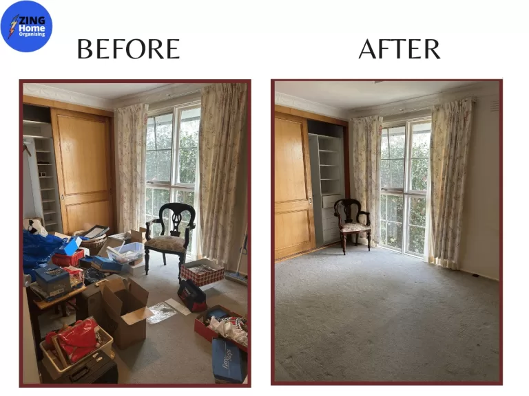 Image-of-bedroom-before-declutter-on-left-and-after-on-right